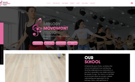 MelodyMovementStudio: A fusion dance studio and event space providing bookings for online and in-person courses. 