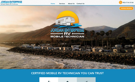 Jordan Enterprise: This is a really beautiful site that uses video in the header.  Simple, yet pleasant to look at.  I also made the logo.