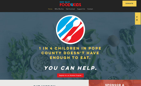 River Valley Food 4 Kids: A local organization's website that provides information to the community on what they do and how to utilize their services.