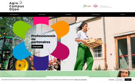 Agro Campus Dijon: Dans le cadre d’une opération de rebranding, l’agence Staccato a produit un site Internet complétant un dispositif de marque collectif regroupant plusieurs établissements de formation.  