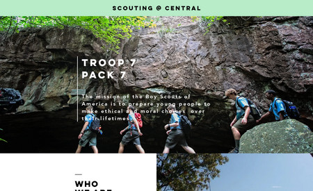 Scouting7.org: Who says a website should be complicated? We built a simple yet exciting landing page to help this scout leader share his area troop/pack information. 