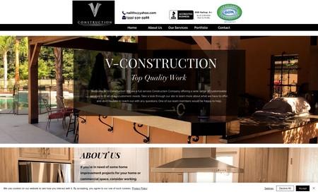 V-Construction: One page website design with portfolio
