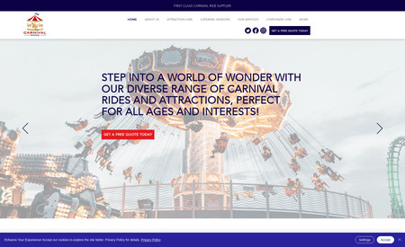 Carnival Rides: Created Carnival Rides' dynamic website, showcasing their thrill-packed attractions and engaging experiences. Crafted an online platform that captivates audiences, inviting them to dive into the excitement of their thrilling carnival adventures.