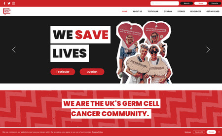 Robin Cancer Trust: Fun website for a charity raising awareness for Germ Cell Cancers with events functionality