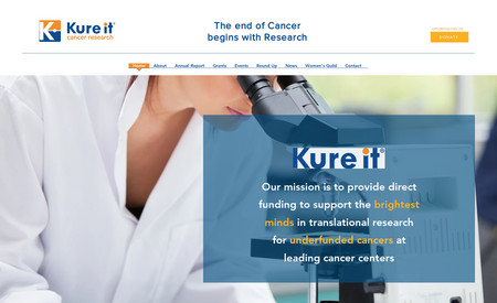 Kure It: This is an Advanced website. It includes forms, events planning, and donation integration for this non-profit organization. Kure It Cancer Research - Providing direct funding to support translational research for underfunded cancers at leading cancer centers. redesigned their website into a more engaging and captivating website, edited their video and provided other services. 