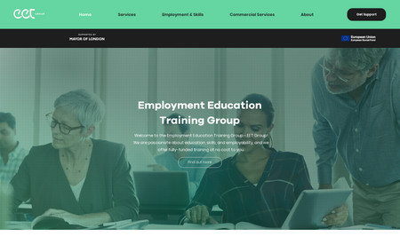 EET GROUP: Employment and Educational Training provider, supporting young adults and adult learners into work. Digital platform curated to onboard learners, showcase offerings and build reach.
