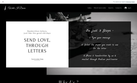 Write it Down: Handwritten Letter Store with custom functionality to write a letter on website and purchase like in ecommerce store and send to custom address