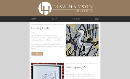 Lisa Hanson Designs: Logo, Marketing Materials and website designed for Lisa Hanson Designs.