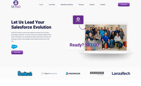 SetGo Partners: We had the opportunity to help SETGO Partners rebuild their website for their growing SalesForce consulting and implementation services. Starting with only their visual branding, we worked with them to understand their customer and services and worked through the design process from scratch. Next, we developed the site in EditorX and created a site they can use to generate business for years to come. 