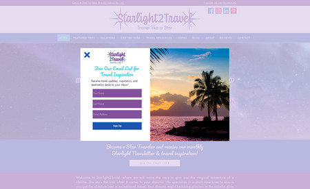 Starlight2Travel: This is our most successful agency who has consistently double their sales for three consecutive years by following our digital marketing plan and allowing SS to manage the site and blog. 
