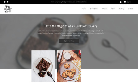 Anas Creations: Ana's Creations is a home bakery located in Chino, CA. Specializing in fudge brownies, cookies, cookie cakes, crumbles, and bundt cakes,.