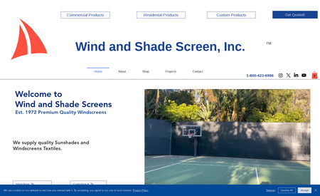 Wind and Shade: e-Commerce website built with Wix Studio.  Uses interactions, Wix Stores, integrated JotForm with calculations in the background. 