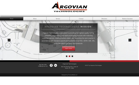 Argovian Tech: Website for an engineering and prototyping firm located in Stowe, PA.