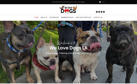 We Love Dogs LA: This was a wonderful design project. I worked with a local doggie daycare to create a website for their family-owned business. Who doesn't love seeing cute dogs!
