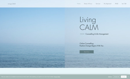 Living CALM: This was a new business starting from scratch. We created and designed the logo, branding and website for the client.