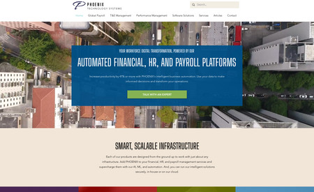 Phoenix Tech Systems: Phoenix Technology Systems came to us with an existing Wix website, but they weren&#39;t getting the results they wanted. We started with a few key pages and gave them a fresh design, navigation, and optimized SEO. This project also helps to manage the budget while optimizing for results by tackling one section at a time, measuring and testing, and then refining what been updated and applying best practices to new sections. 