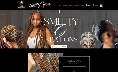 Smitty G Creations: Complete site design custom to client's request. 
Booking services and product sales included