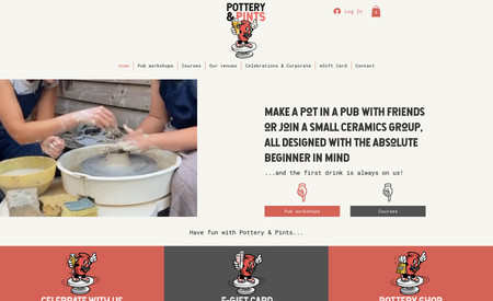 Pottery and Pints: Website Redesign - online class booking, ecommerce