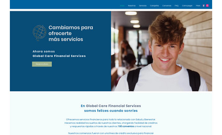GlobalCareFinancial: Re-diseño completo del sitio web:
- Página principal
- Páginas legales
- Convenios
- Métodos de pago
- Formularios
