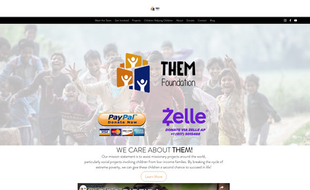 Them Foundation: WE CARE ABOUT THEM!

Them Foundation is a non-profit organization that started its work in September 2019. Them Foundation came up with the goal of helping social missionary projects around the world, especially those involving children.