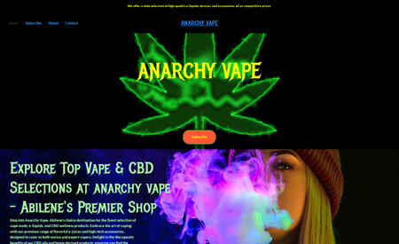 Anarchy Vape: Key City Digital transformed Anarchy Vape's digital storefront by incorporating over 800 products into a dynamic e-commerce platform. Ensured a fresh online presence through a Wix-based redesign and migration, coupled with a regularly updated blog to engage customers. A comprehensive solution for a vape shop seeking a robust and visually appealing online experience.