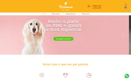 Exclusiva: Site desenvolvido para uma empresa de Pet Shop, uma ramo muito buscado na internet.