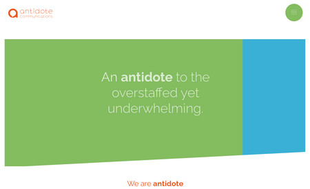 Antidote PR and Communications: Complete redesign following their Brand Guidelines