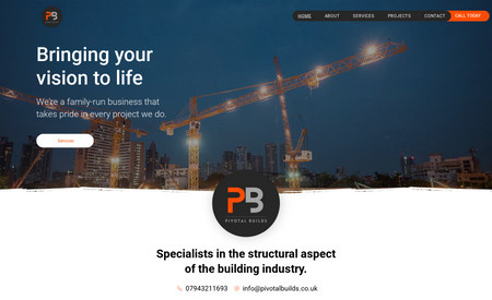 Pivotal Builds: The owners of Pivotal Builds, a construction company based in southeast England, have seen their commercial and residential construction business grow dramatically due to a brand new website. With no online presence before this, they relied heavily on word-of-mouth which is now being outpaced by the leads generated through their new site.