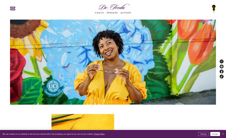 Dr. Freda Atkins: Bold and colorful website for life coach and author Dr. Fredrika Atkins. Floral website design. 