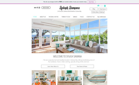 splashsamana: Re-design clients site for a vacation rental in Samana Bay.  Set up Wix Restaurants and all menu items and online ordering.