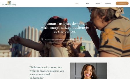 The Advocacy Group: Website redesign for The Advocacy Group, a market research company specializing in researching underserved and marginalized segments. Custom website for woman owned business.