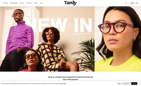 Tardy Websit Nouveau: Refonte graphique du site e-commerce Tardy, lunettes haut de gamme fabriquées en France. 