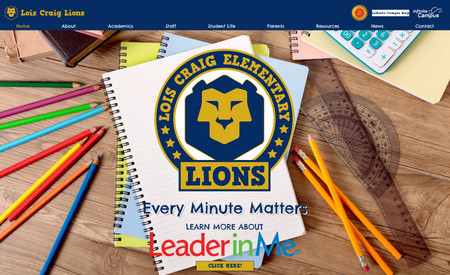 Lois Craig Lions: This is a site for a public school!  Love the colors and ease of use of this site.  The school provided the lion image and I used it to create their logo.  Check it out!