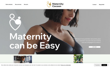 Maternity Cocoon: Nous avons travaillé à 360° pour le projet Maternity Cocoon. De la création du logo en passant par le "Tone of voice", la création de visuels digitaux et print, jusqu'à la création du site web. 
