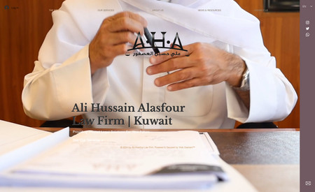 Ali Alasfour Firm: Full website design with Arabic and English content.