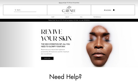 C.RENEE SKINCARE: We created the brand guidelines, website, and logo for this project.