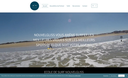 Nouvelgliss: Site de surf, Nouvelgliss Surf school, est un site vitrine montrant les prestations de son business