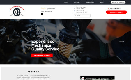 Complete Autocare & Tire: Designed this automotive lead generation website.