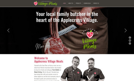 Applecross Village Meats: Branding and website design for a butcher shop in the exclusive Applecross suburb nestled on the Swan River in Western Australia.