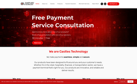 Castle Tech: Restructured and redesigned this website for a company that makes payment terminals.