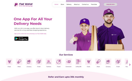 Fastwallet: A logistics company based in South India. Targeting customers for the platform.  The website is made using Wix