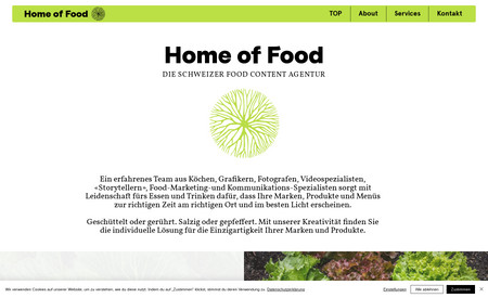HOME OF FOOD: Corporate Design (Logo, Farb-/Bild-/Schriftkonzept) Gestaltung und Umsetzung der Website.