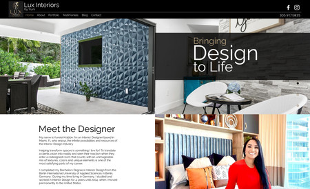 LUX Interiors: Website layout and design, responsiveness, accessibility, SEO, meta tags, app integration and maintenance.  