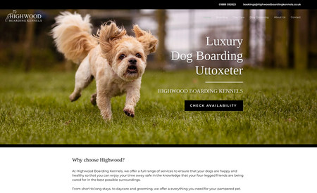Highwood Kennels: Website rescue for this client whose WordPress website was being held for ransom and could not be edited. We rebuilt it on Wix and they can now update the site regularly and love it!