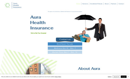 AuraHealth Insurance: We design our client's website. We then promote their digital content with QR code in our indoor digital screens in properties, businesses and organizations at various host locations across the US. We also promote them via social media, our partners pages, digital radio and booklets.