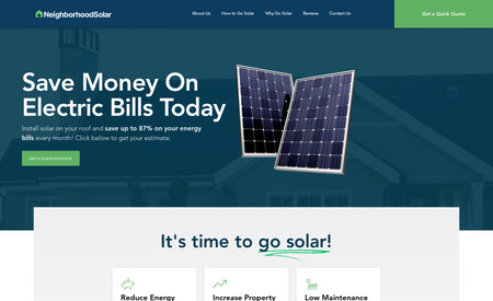 Neighborhood Solar: A complete redesign website for a client that has a great importance to create a high quality, high conversion website for ads and presence.