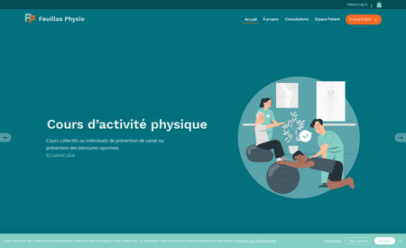 Feuillas Physio: Service Listing, Member Area, Booking System for a Physiotherapist
