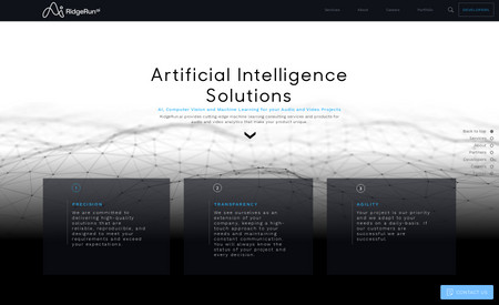 RidgeRun.ai: They needed a new website for their new Artificial Intelligence service. We also integrated HubSpot API and built a system with databases. 