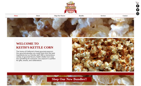 Keith's Kettle Corn: Web design, ecommerce shopping cart, training, ongoing support