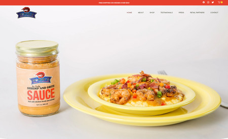 Sarge's Shrimp & Grits Sauce: Re-design of an advanced website selling sauce & grits!